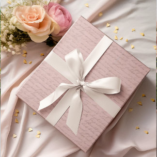 Papel De Regalo Letras antiguas antiguas vintage rosa débil