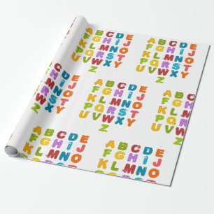 Papel De Regalo Letras Bonitas Aprendizaje Divertido Alfabeto Colo