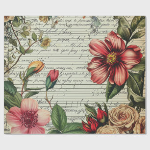 Papel De Regalo Letras de flor de diario basura antiguas