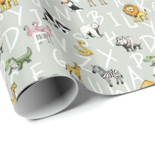 Papel De Regalo Letras del alfabeto abc animales bebés guardería a