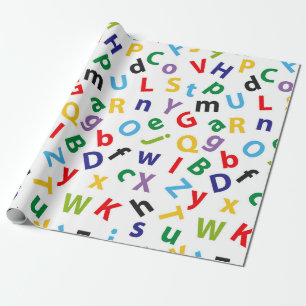 Papel de regalo Letras del alfabeto en colores de