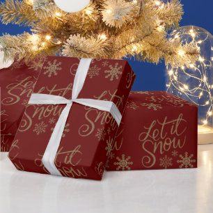 Papel De Regalo Letras doradas de fondo rojo