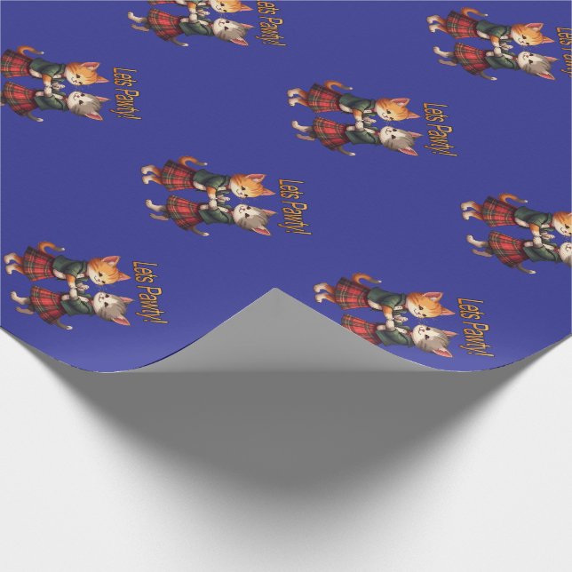 Papel De Regalo Lets Pawty Orange Cats Dancing Ceilidh Celebration (Esquina)