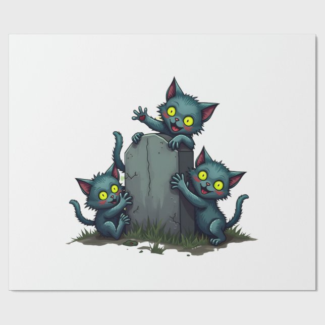 Papel De Regalo Levantamiento de Gatitos Zombies (Superficie plana)