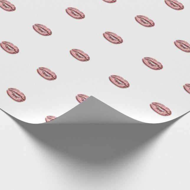 Papel De Regalo Levantamientos de cobre de maquillaje blanco rosad (Esquina)