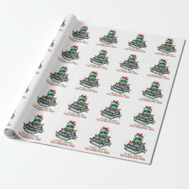 Papel De Regalo Leyendo alrededor del árbol de Navidad