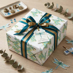 Papel De Regalo Libélula teal salpicadura 