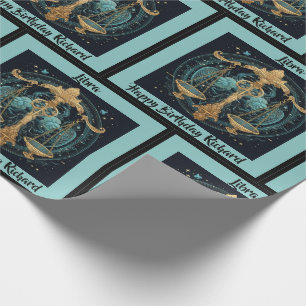 Papel De Regalo Libra Añadir nombre Cumpleaños Regalo Zodiac
