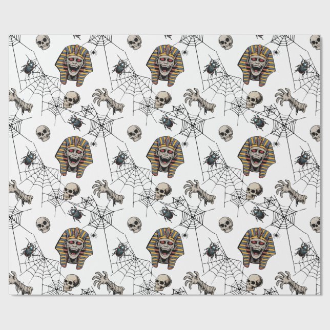 Papel De Regalo 🤍 Libro Blanco del Faraón Mummy 🎃 👑 (Superficie plana)