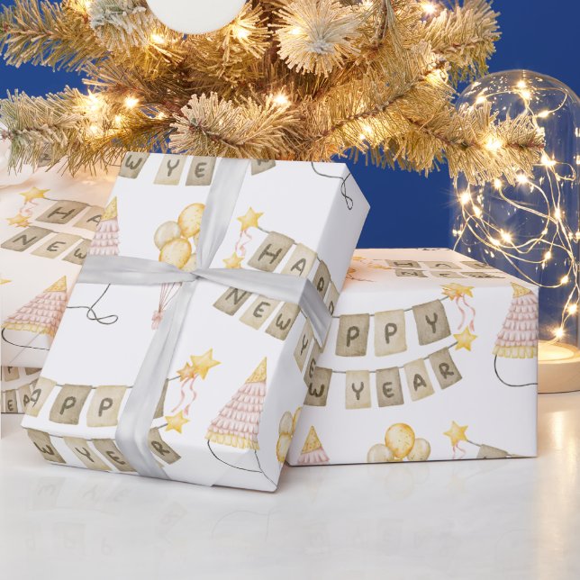 Papel De Regalo Libro Blanco Feliz Año Nuevo (Vacaciones)