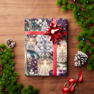 Papel De Regalo Libro de Cuentos de Navidad en Teal y Ciruela