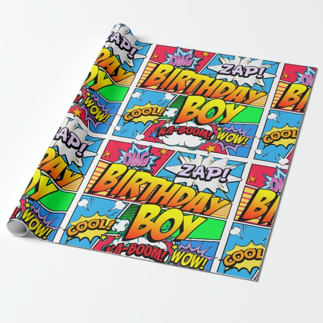 Papel De Regalo Libro de historietas de cumpleaños (Desenrollado)