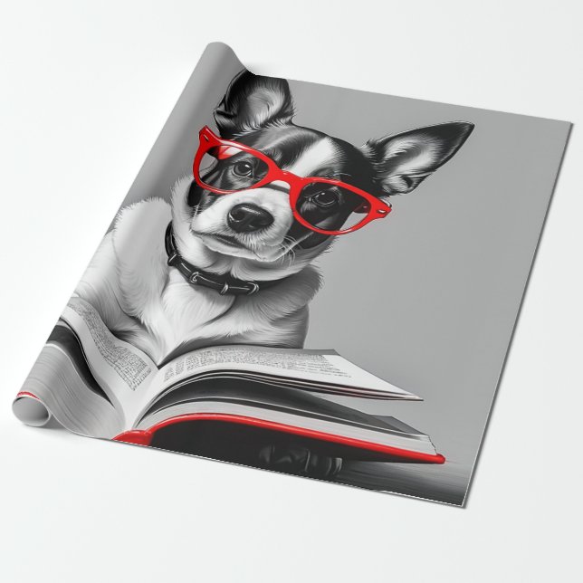 Papel De Regalo Libro de lectura de perros (Desenrollado)