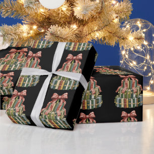 Papel De Regalo Libro de Navidad Árbol Libro Maestro Lectura Bibli