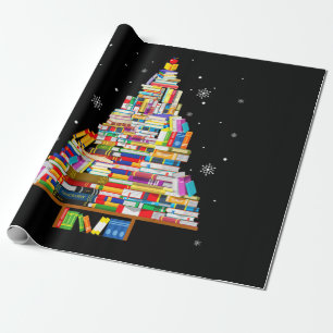 Papel De Regalo libro de Navidad bibliotecarios de los árboles en