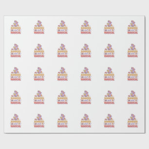 Papel De Regalo Libro de Unicornio y Magia Imprimir Lista Fondo Bl