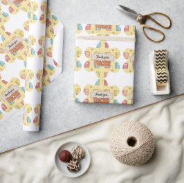 Papel De Regalo Libro Escolar Patrón Maestro Amarillo 