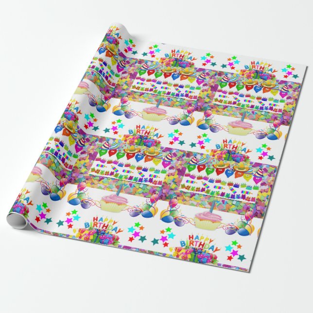 Papel De Regalo Libro feliz de cumpleaños (Desenrollado)