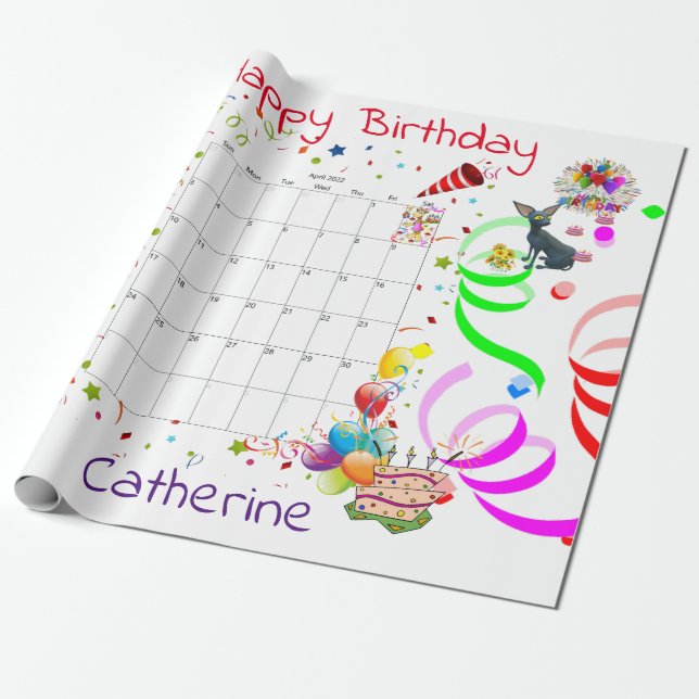 Papel De Regalo Libro feliz de cumpleaños abril de 2022 (Desenrollado)