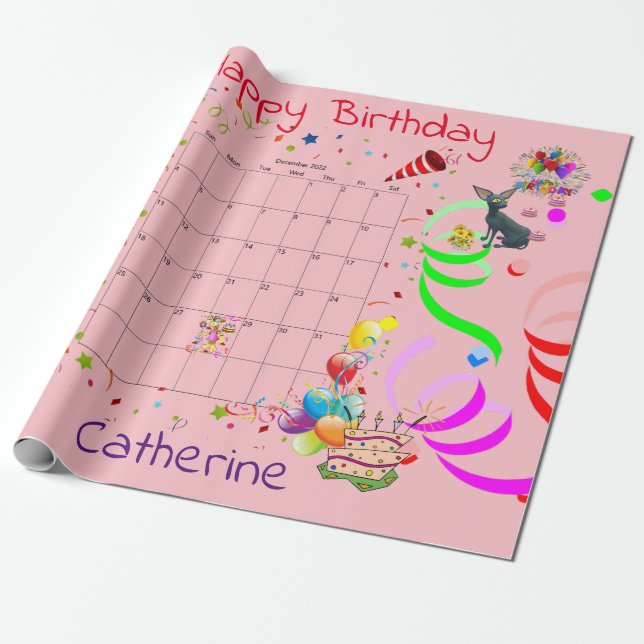 Papel De Regalo Libro feliz de cumpleaños diciembre de 2022 (Desenrollado)