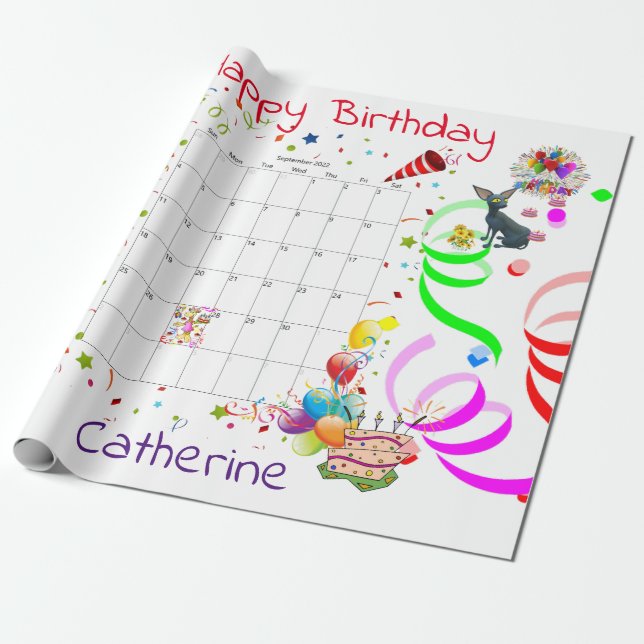 Papel De Regalo Libro feliz de cumpleaños septiembre de 2022 (Desenrollado)