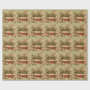 Papel De Regalo Libros Botánicos Antiguos & Flores Silvestres Verd