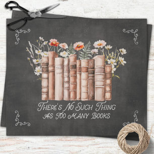 Papel De Regalo Libros con Flores y Cita en Decoupage Negro
