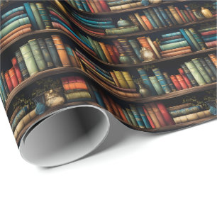 Papel De Regalo Libros de época en el patrón de estantería