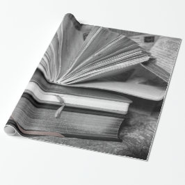 Papel De Regalo Libros en blanco y negro
