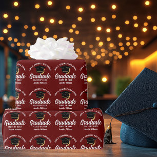 Papel De Regalo Licenciado Personalizado Graduado de Blanco Granat