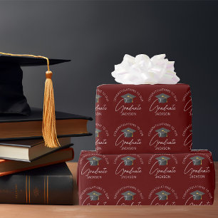 Papel De Regalo Licenciatura en Borgoña Personalizada Graduación