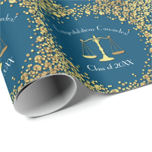 Papel De Regalo Licenciatura en Oro Azul
