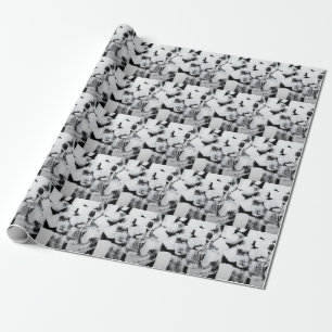 Papel De Regalo Lienzo pintado abstracto blanco negro.