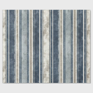 Papel De Regalo Light Blue Distressed Striped Wrapping Paper