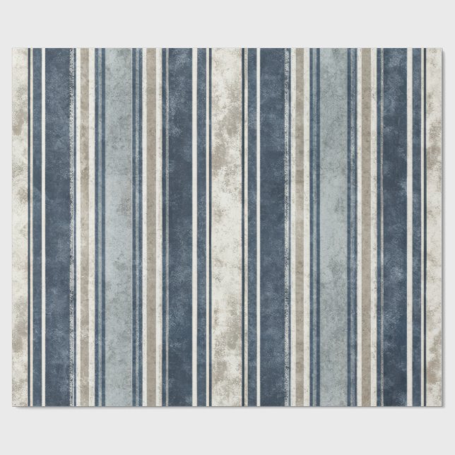 Papel De Regalo Light Blue Distressed Striped Wrapping Paper (Superficie plana)