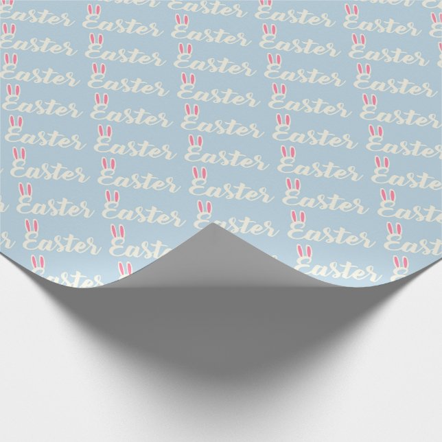 Papel De Regalo Light Blue “Easter” Script Wrapping Paper (Esquina)