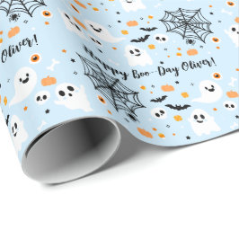 Papel De Regalo Light Blue Halloween Ghost