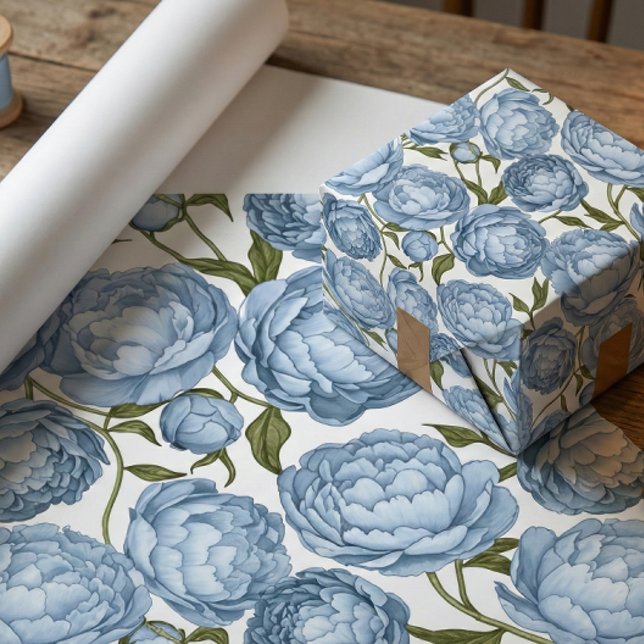 Papel De Regalo Light Blue Peony Luxury Floral (Subido por el creador)