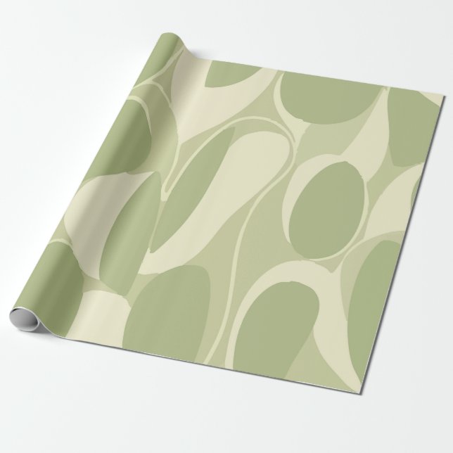 Papel De Regalo Light Green and Beige Abstract Circle Pattern (Desenrollado)