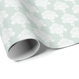 Papel de regalo Light Seafoam   Damask Blanco