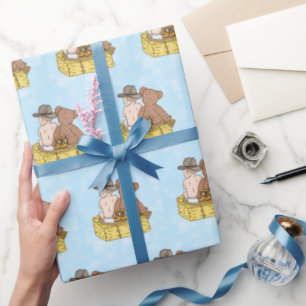 Papel De Regalo Lil' Cowboy y Teddy Bear Baby Shower