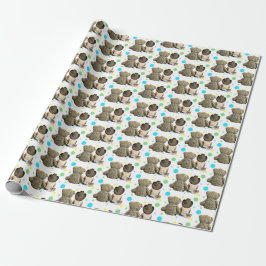 Papel De Regalo Lil Cowboy y Teddy Bear Rustic Polka Dot