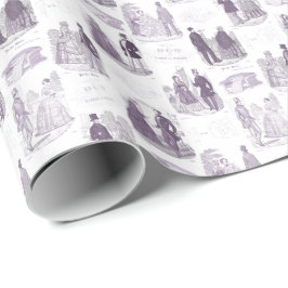 Papel De Regalo Lila del vintage de la moda de Biedermeier y Toile