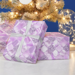 Papel De Regalo Lila Morado Patrón de Cuatrefoil Marroquí
