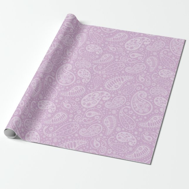 Papel De Regalo Lila Paisley floral (Desenrollado)