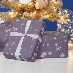 Papel De Regalo Lila Púrpura Copo de Nieve Invierno Fiestas