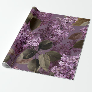 Papel De Regalo Lila Rústico Botánico Atrevido Vintage Boho Floral