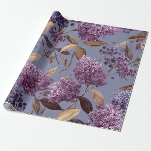 Papel De Regalo Lila Rústico Botánico Atrevido Vintage Boho Floral