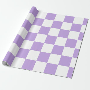 Papel De Regalo Lila Suave a Cuadros Blanco – Encantador