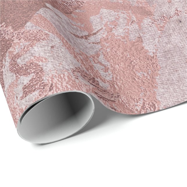 Papel De Regalo Lilac Gris Gris Gris Mármol brillante estropos met (Esquina del rollo)